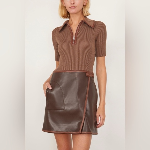 SIMKHAI Dresses & Skirts - Jonathan Simkhai Ettalyn Mini Dress Chocolate Brown Leather Womens size small